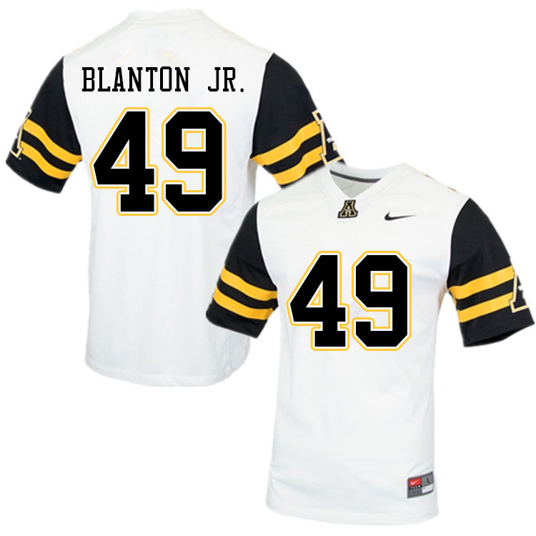 Men #49 Nate Blanton Jr. Appalachian State Mountaineers College Football Jerseys Sale-White - Click Image to Close
